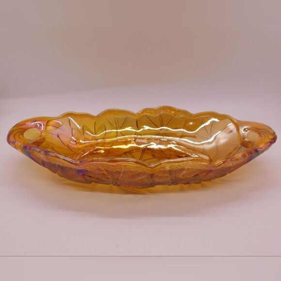 Marigold carnival glass celery dish - Picture 2 of 4